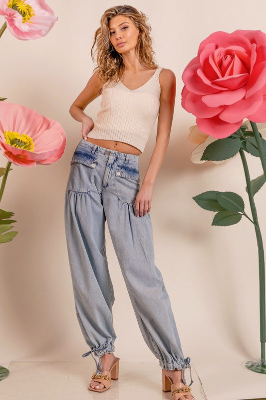 "Fashion Forward" Girl Tie Hem Denim