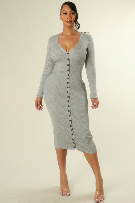 "Business Mama" Stretch Midi Dress - Grey