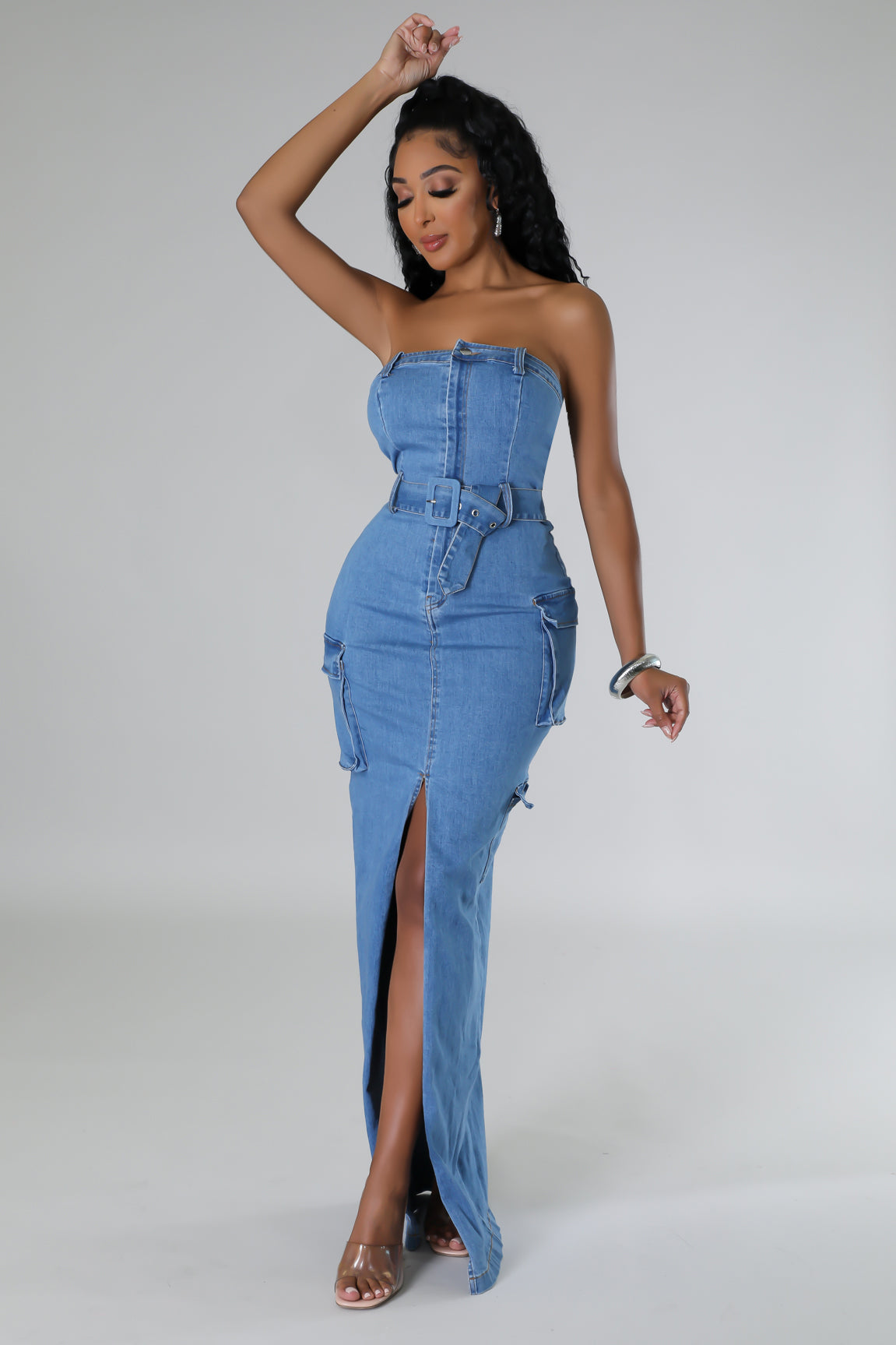 "That Chic" Denim Stretch Maxi Dress