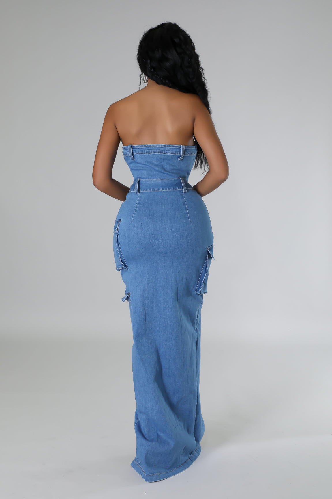 "That Chic" Denim Stretch Maxi Dress