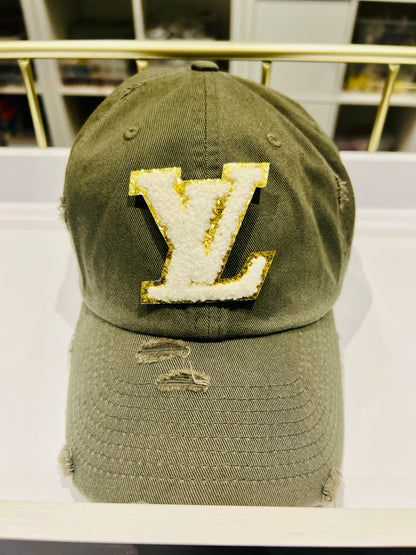 {LV15} Designer Inspired Dad Hat - Olive Green