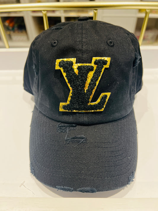 {LV16} Designer Inspired Dad Hat - Black