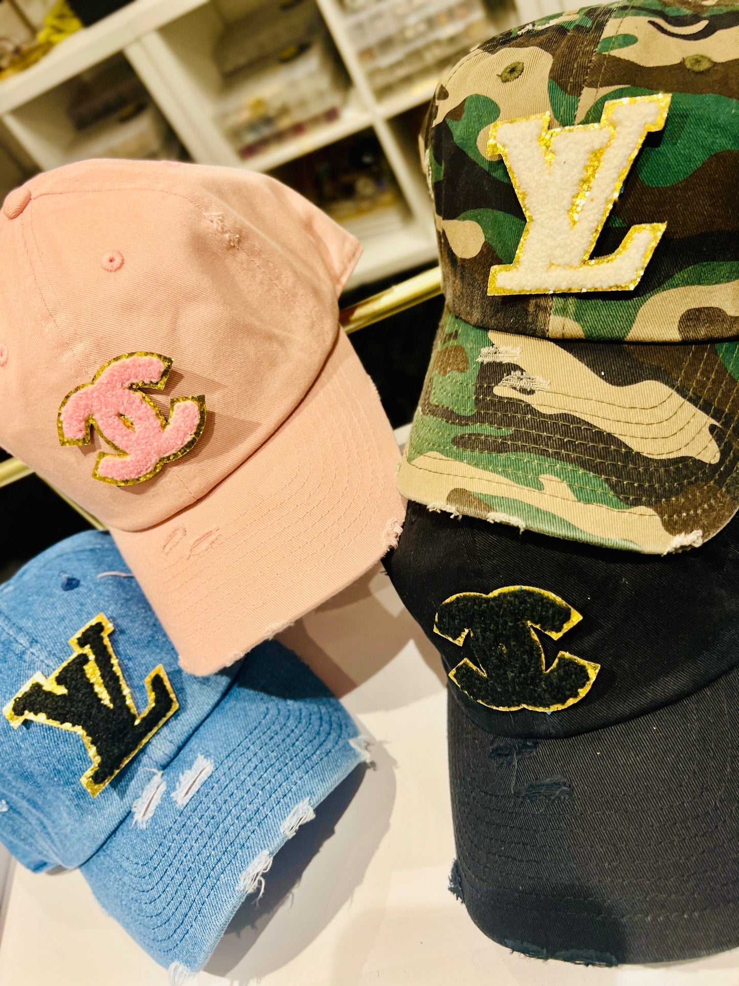 {LV16} Designer Inspired Dad Hat - Black