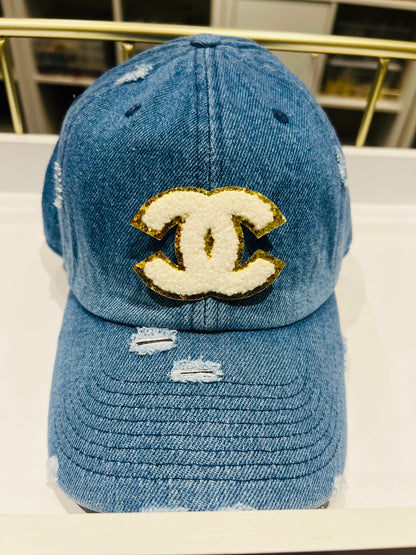 {CC3} Designer Inspired Dad Hat - Medium Blue Denim