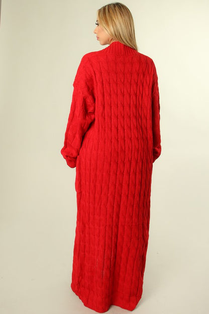"Sweater Weather" Long Cardigan- Red