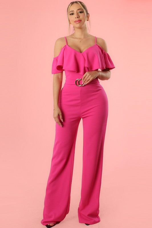 "Party Ready"  Stretch Jumpsuit - Fuschia