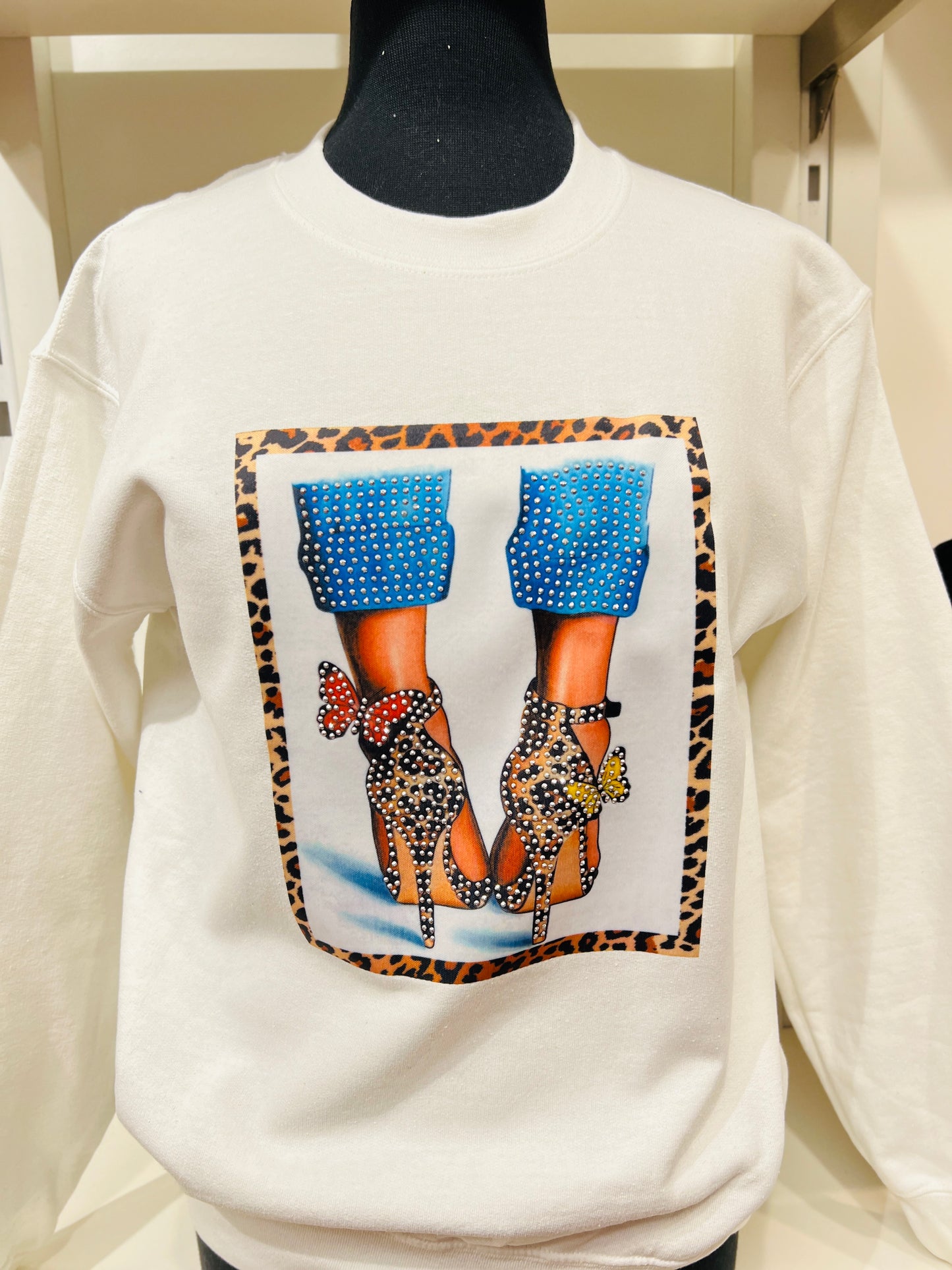 Butterfly Heel Embellished Sweatshirt