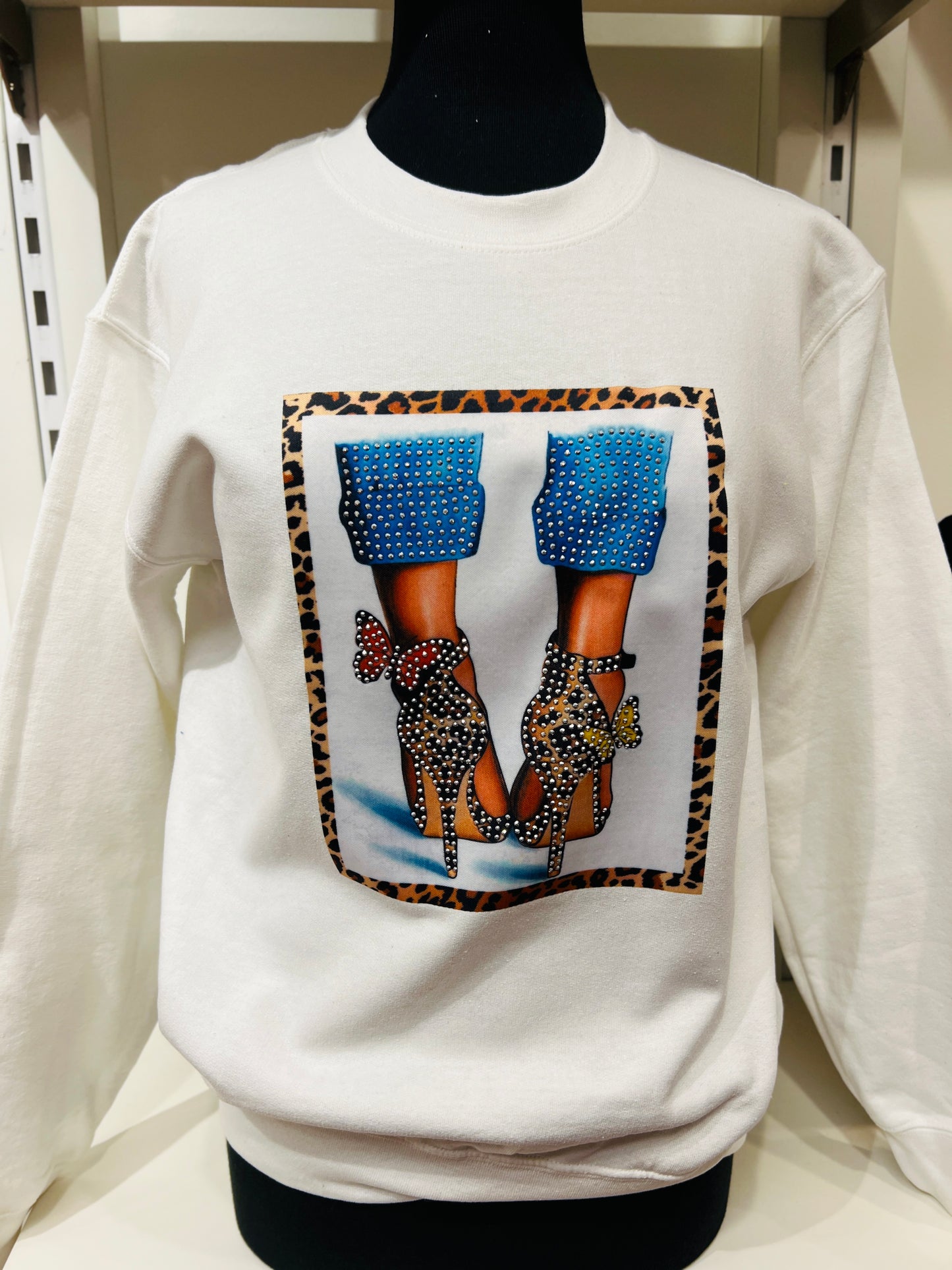 Butterfly Heel Embellished Sweatshirt