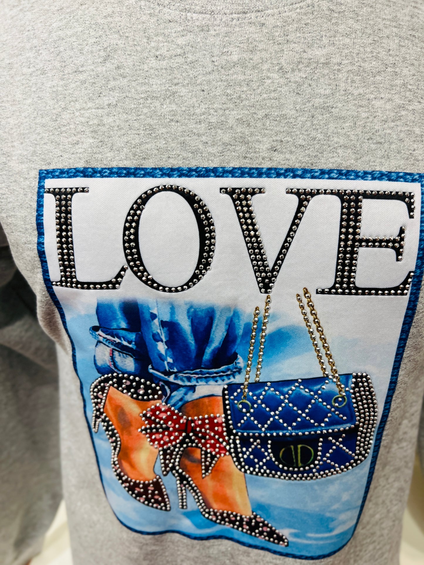 “Love Heels” Embellished Sweatshirt