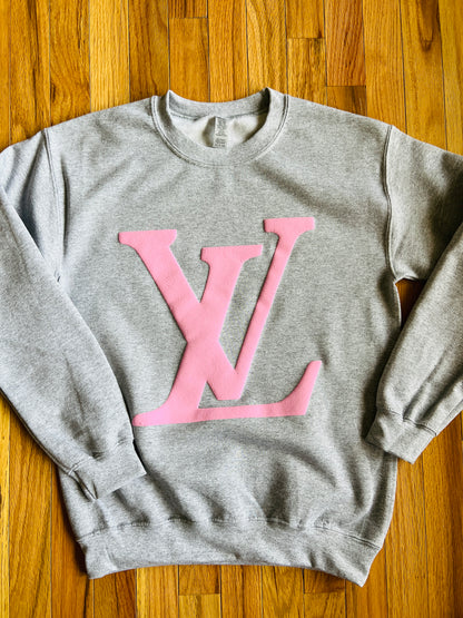 LV Inspired Textured Design Sweatshirt - Grey