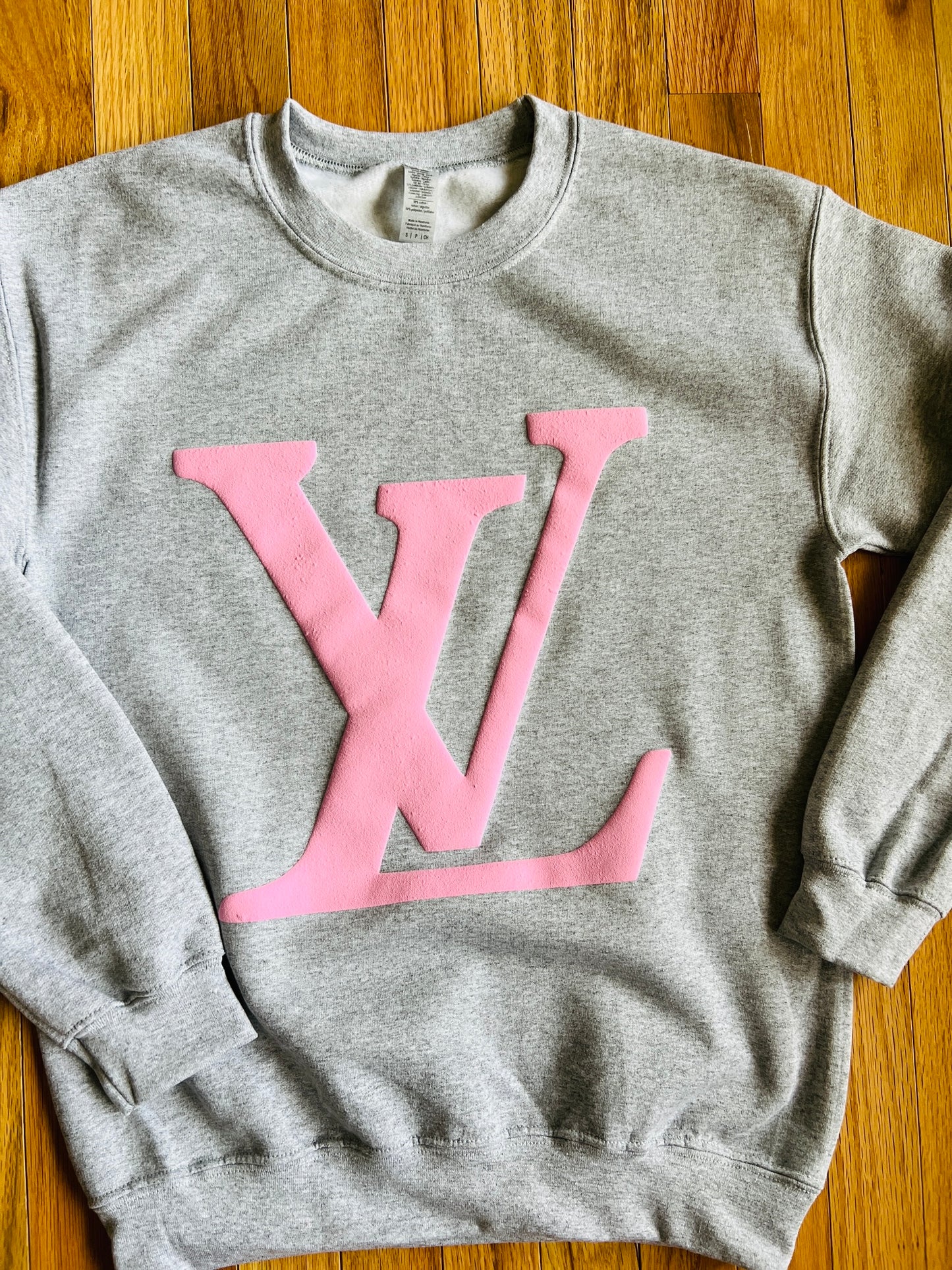 LV Inspired Textured Design Sweatshirt - Grey