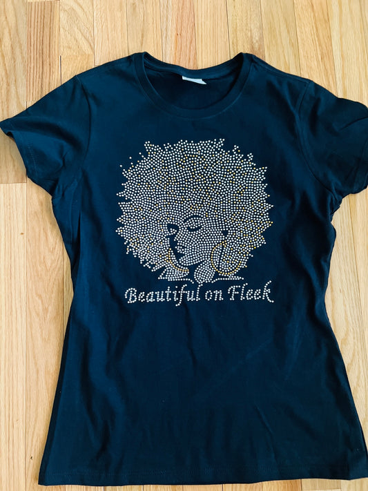 Beauty on Fleek Rhinestone -Basic T-Shirt
