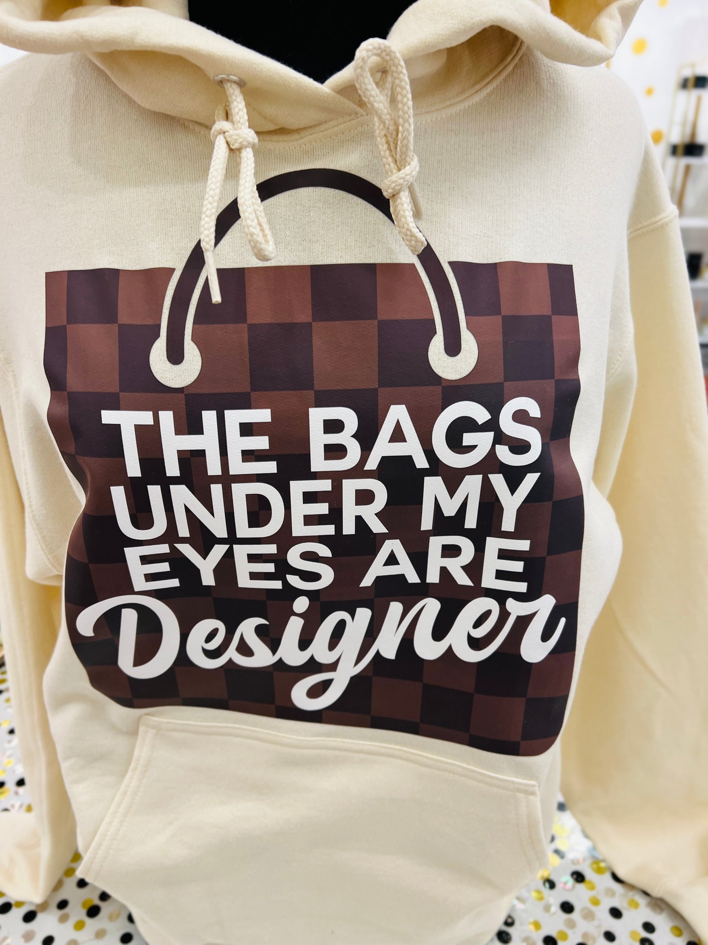 “These bags….”Hoodie Sweatshirt- Cream